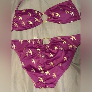 Victoria’s Secret bikini swim suit purple with gold birds size S